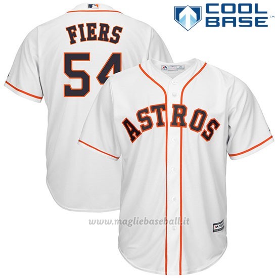 Maglia Baseball Uomo Houston Astros 54 Mike Fiers Biancohome Cool Base